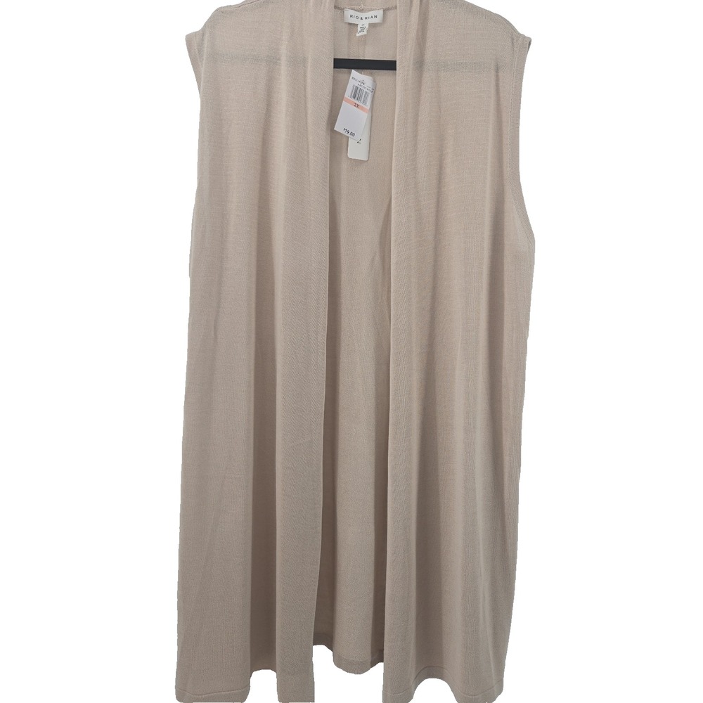 Rio & Rain Arctic Wolf Khaki Sleeveless Knit Duster Sweater New $79